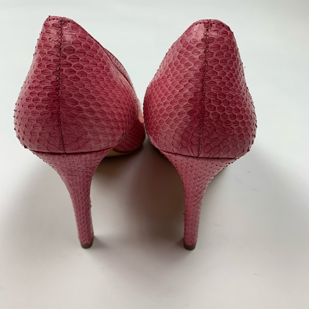 Pour La Victoire Pink Embossed Leather Heels Sz 7 - Picture 5 of 7